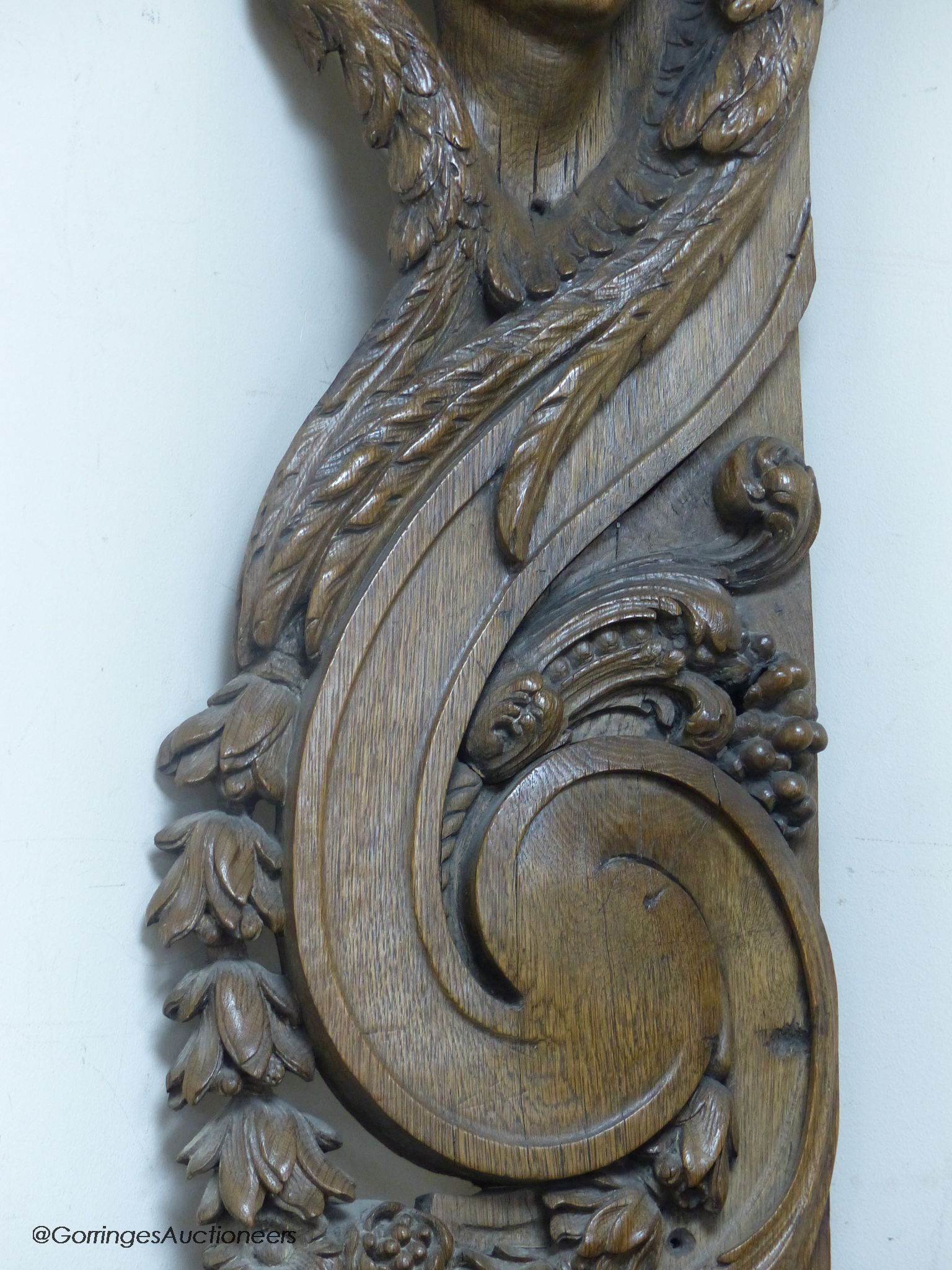 A large 18th century carved oak architectural frament